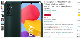 Móvil Samsung Galaxy M13 de 4GB/64GB por 113,05€