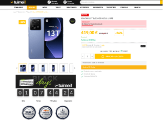 Pre Black Friday Móvil Xiaomi 13T 8GB 256GB por solo 419€