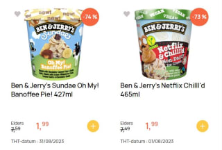 Diverse smaken Ben & Jerry's voor €1,99 of Magnum pints voor 2,50 bij Butlon
