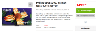 Philips 65OLED907/12 - 65 inch - 4K OLED - 2022 voor €1499 bij Apollo