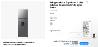 Refrigerador AI Top Mount 11 pies cúbicos, Despachador de agua, Acero
