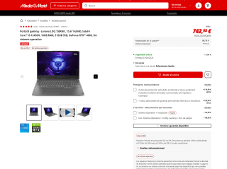 Lenovo LOQ 15IRH8 15.6" FullHD Intel Core i5-12450H 16GB 512GB GeForce RTX 4060 por solo 742€
