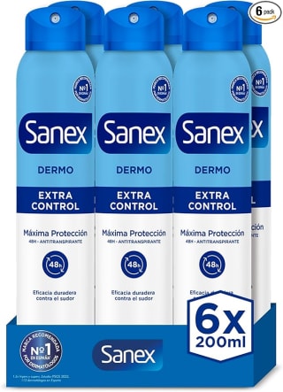 Pack 6 desodorantes Sanex Dermo Extra Control 200 ml por 9,67€