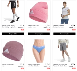 Oferta hasta 70% descuento en ropa y calzado Adidas precios muy bajos