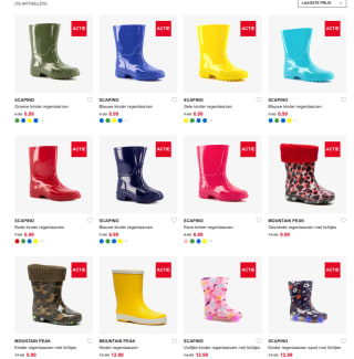 Regenlaarzen vanaf slechts €6,99 bij Scapino