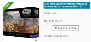 Juego de Mesa Star Wars Legion: Invasión Separatista - caja de inicio por 70€