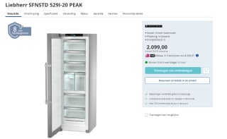 Liebherr SFNstd 529i Peak diepvriezer Vrieskast voor €2099 bij Electroworld