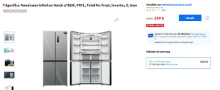Frigorífico Americano Infiniton Amcb-a1824i, 410 L, Total No Frost, Inverter, E, Inox por 599€