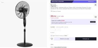 Ventilador de Pie con 10 Aspas, 60 W, 3 Velocidades marca Aigostar por 23,91€ (Cuenta nueva 14,25€)