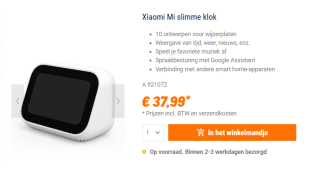 Xiaomi Mi Smart Clock voor €37,99 bij Nbb
