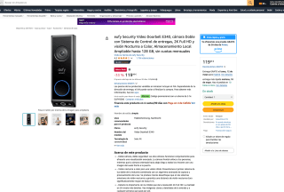 eufy Security Video Doorbell E340, cámara Doble 2K Full HD y visión Nocturna a Color Almacenamiento Local sin cuotas mensuales por solo 113,99€