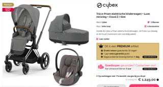 Trio e-Priam elektrische kinderwagen + Luxe reiswieg + Cloud Z i-Size Soho Grey voor €1.249 bij Babylux
