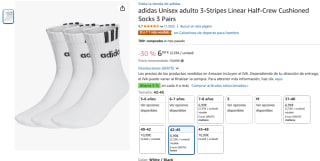 3 pares calcetines Adidas Unisex por 6,99€