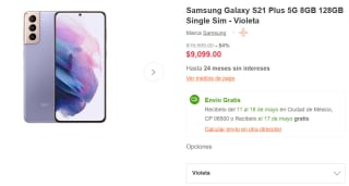 Samsung Galaxy S21 Plus 5G 128GB a $8,399 en Linio
