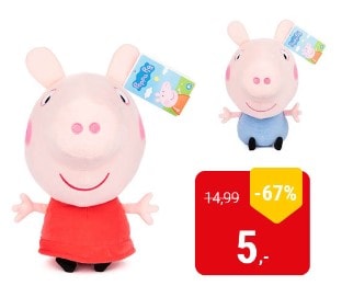 Peppa Pig Knuffel Peppa of George voor €5 bij Lobbes