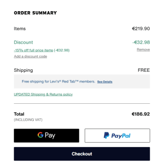 15% korting op geselecteerde stijlen bij Levi's