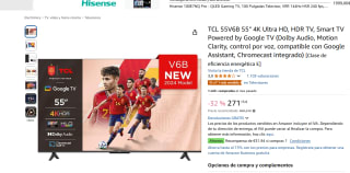 TCL 55V6B 55" 4K Ultra HD, HDR TV + reembolso 31,94€ por 271,15€