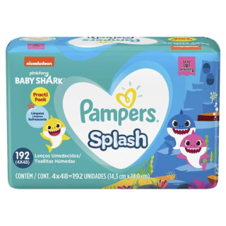 Lenços Umedecidos da Pampers, modleo Baby Shark com 192 Uni - R$ 23,99