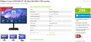 Philips C-Line 279C9/00 27" 4K Ultra HD USB-C IPS monitor voor €299 bij Megekko
