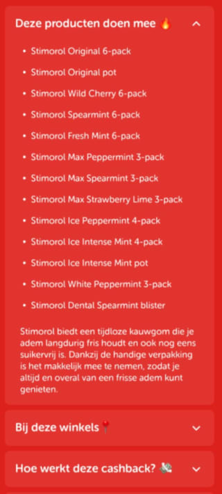 50% cashback op Stimorol