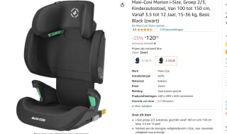 Maxi-Cosi Morion Autostoel i-Size voor €120 bij Amazon