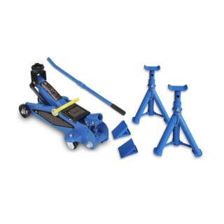 Kit de elevación gato de 1,8T + 2 soportes de 2T + 2 topes de rueda. Por 21,91€