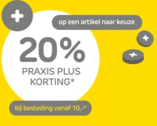 20% korting op één artikel naar keuze met Praxis Plus