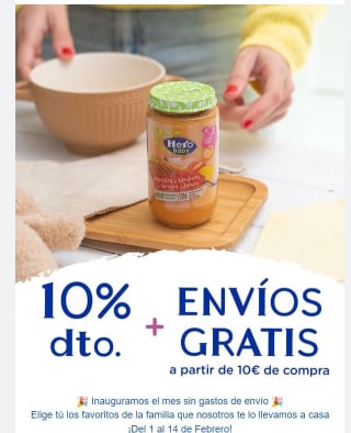 Descuento de -10% y envío gratis por compras de +10€