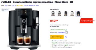JURA E8 Volautomatische espressomachine Piano Black voor €840,99 bij Bol