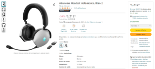 Alienware Headset Inalámbrico por $3,212 en Amazon