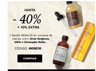 Hasta 40% descuento y regalo por comprar marcas seleccionadas desde lookfantastic