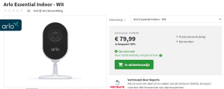 Arlo Essential Indoor beveiliginsgcamera - 1 IP-camera voor €79,99 bij Art en craft