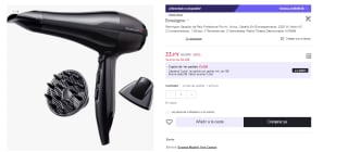 Remington Secador de Pelo Profesional Pro Air, Iónico, Cabello Sin Encrespamiento, 2300 W, Motor AC, 2 Concentradores, 1 Difusor, 3 Temperaturas, 2 Velocidades por 22.97€ (Cuenta Nueva 13.83€)