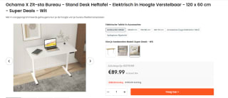 Elektrisch zit/sta-bureau 120 x 60 cm voor €89,99 bij Ochama