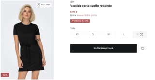 Vestido corto cuello redondo JDY para Mujer por 6.99€