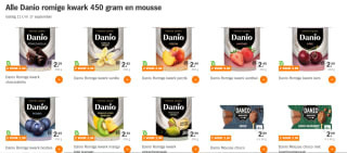 Alle Danio romige kwark en mousse 2 voor €2,50 bij de AH