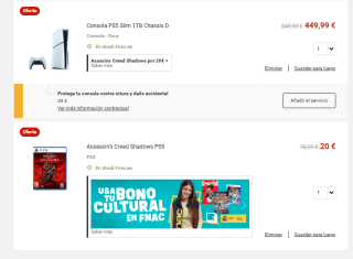 Consola PS5 Slim 1TB Chassis D + Assassin's Creed Shadows por 469,99€