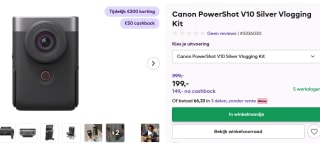 Canon PowerShot V10 Vlogging Kit voor 199 bij CameraNu of na cashback voor €149