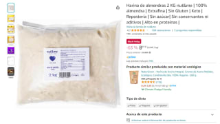 nut&me 2 kg. Harina 100% almendras por 8,07€
