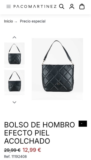 Bolso de hombro efecto piel acolchado por 12,99€.