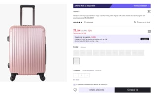 Maleta de Cabina 4 Ruedas de Viaje Semirigida 21.25€ (Cuenta Nueva 12.47€)