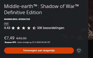 Middle-earth: Shadow of War Definitive Edition voor €7,49 in de Playstation Store