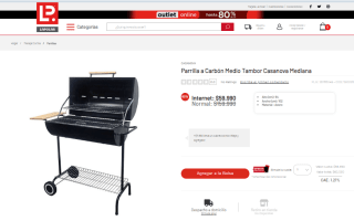 Parrilla a carbón Casanova Medio Tambor por $59.990