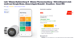 Tado Slimme Radiatorknop X (uitbreiding) voor €65 bij Bol