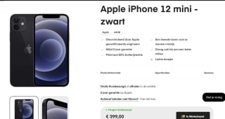 Refurbished Apple iPhone 12 Mini 64GB Zwart voor €399 bij Amac