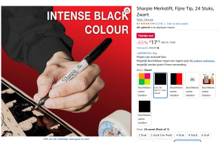 Sharpie Permanentmarkers | Fijne punt | Zwarte inkt | 24 stuks voor €17,79 bij Amazon