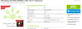 MSI Radeon RX 6800 GAMING Z TRIO 16G V1 Videokaart voor €499 bij Megekko