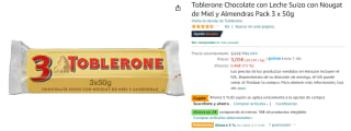 6 Unidades de Toblerone Chocolate con Leche Suizo con Nougat de Miel y Almendras Pack 3 x 50g por 11.31€