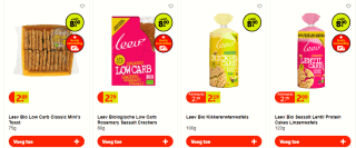 Leev Biologische Crackers en/of wafels 4 voor €8 bij Kruidvat
