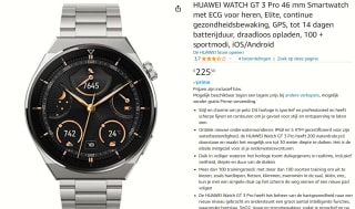 Huawei Watch GT 3 Pro 46mm Zilver/Titanium Band voor €225,50 bij Amazon